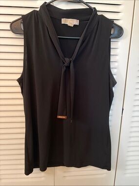 Michael Kors Black Sleeveless Tie-Neck Camisole